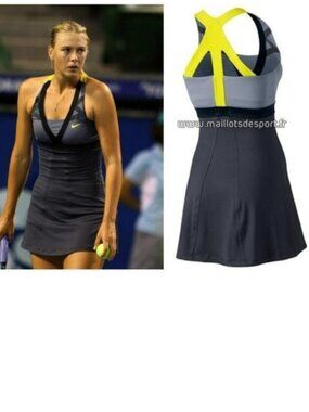 Nwt NIKE Maria Sharapova Tennis Dress w/ Bra Skirt Gray black L Large